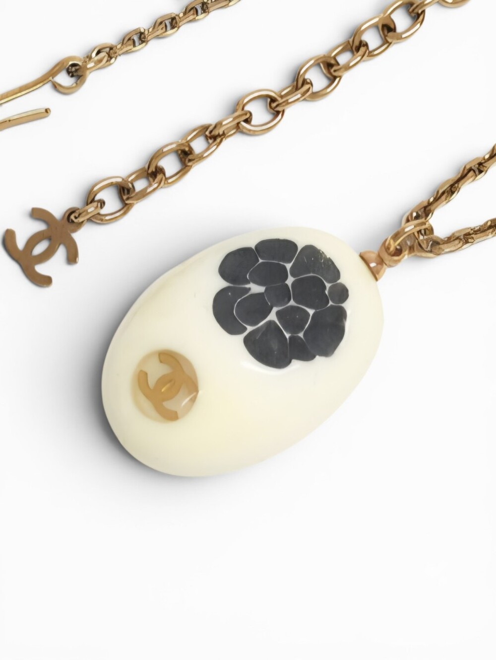 Chanel Camellia Coco Mark Necklace Gold Plated CC Vintage Classix